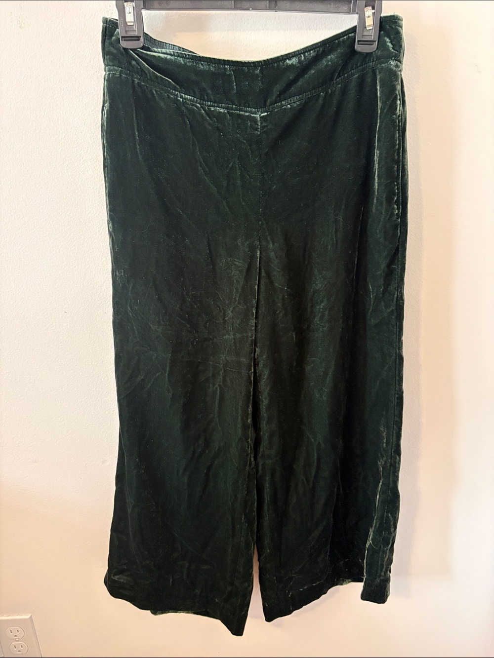 Madewell Velvet Wide-Leg Pants in Deep Green